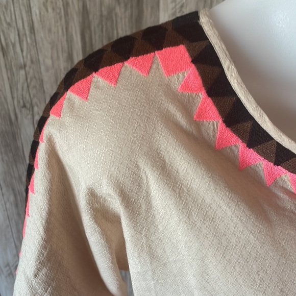 🆕 IVY JANE Boho Chic Embroidered Triangles Tassel Shirt Top Sz S $128 - Picture 4 of 8